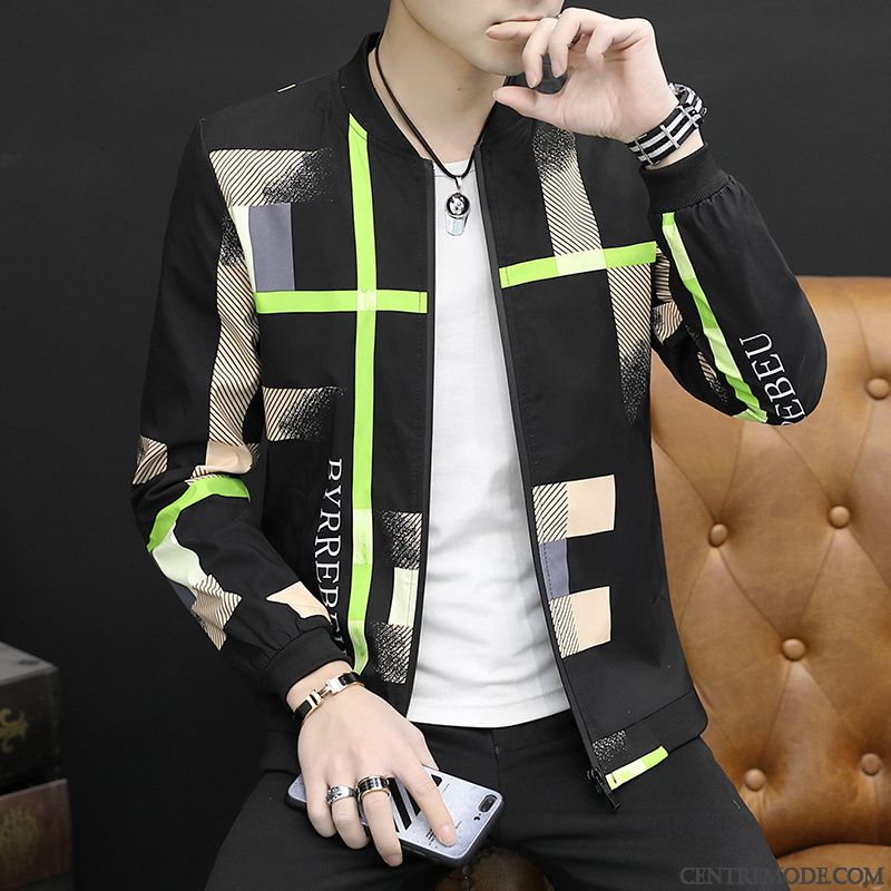 Vestes Homme Blouson Étudiant Manteau Longues De Plein Air Printemps Noir