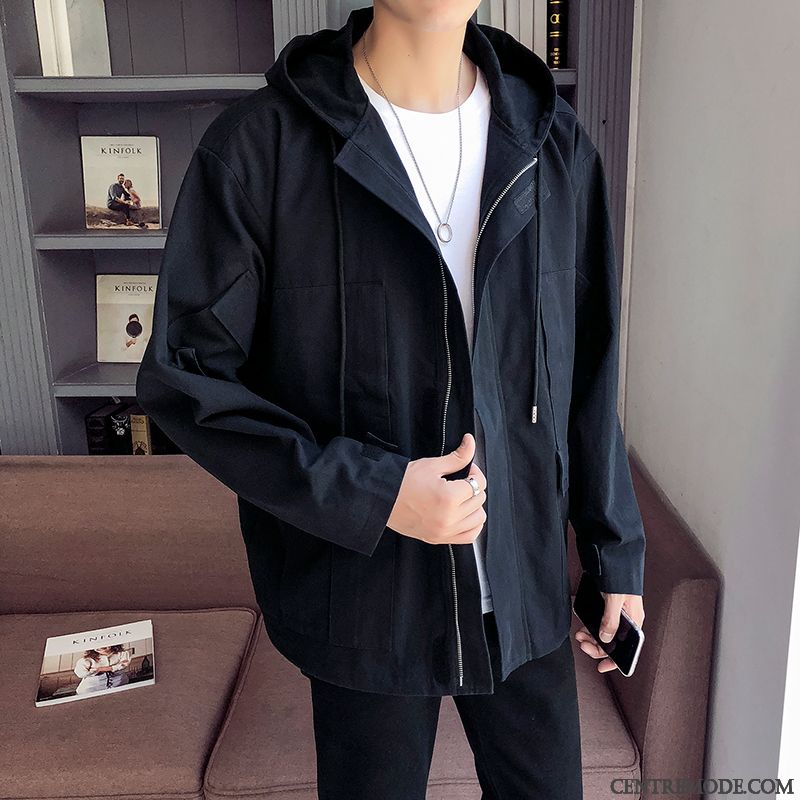 Vestes Homme Capuche Baggy L'automne Tendance Manteau Marque De Tendance Vert