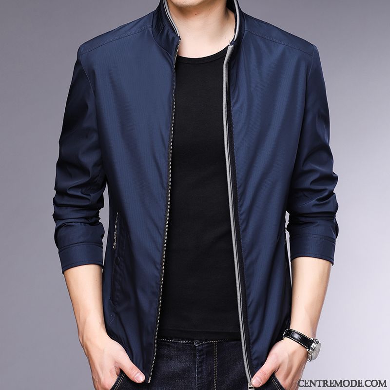 Vestes Homme De Travail Décontractée Hiver Âge Moyen Manteau Blouson Bordeaux