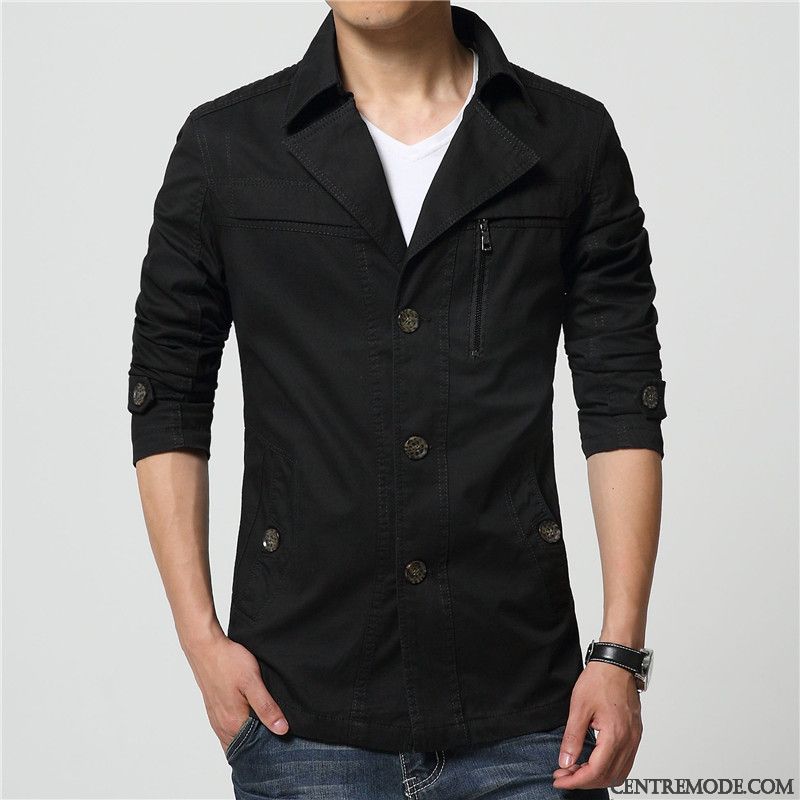 Vestes Homme Décontractée Jeunesse Tendance Manteau Printemps Kaki