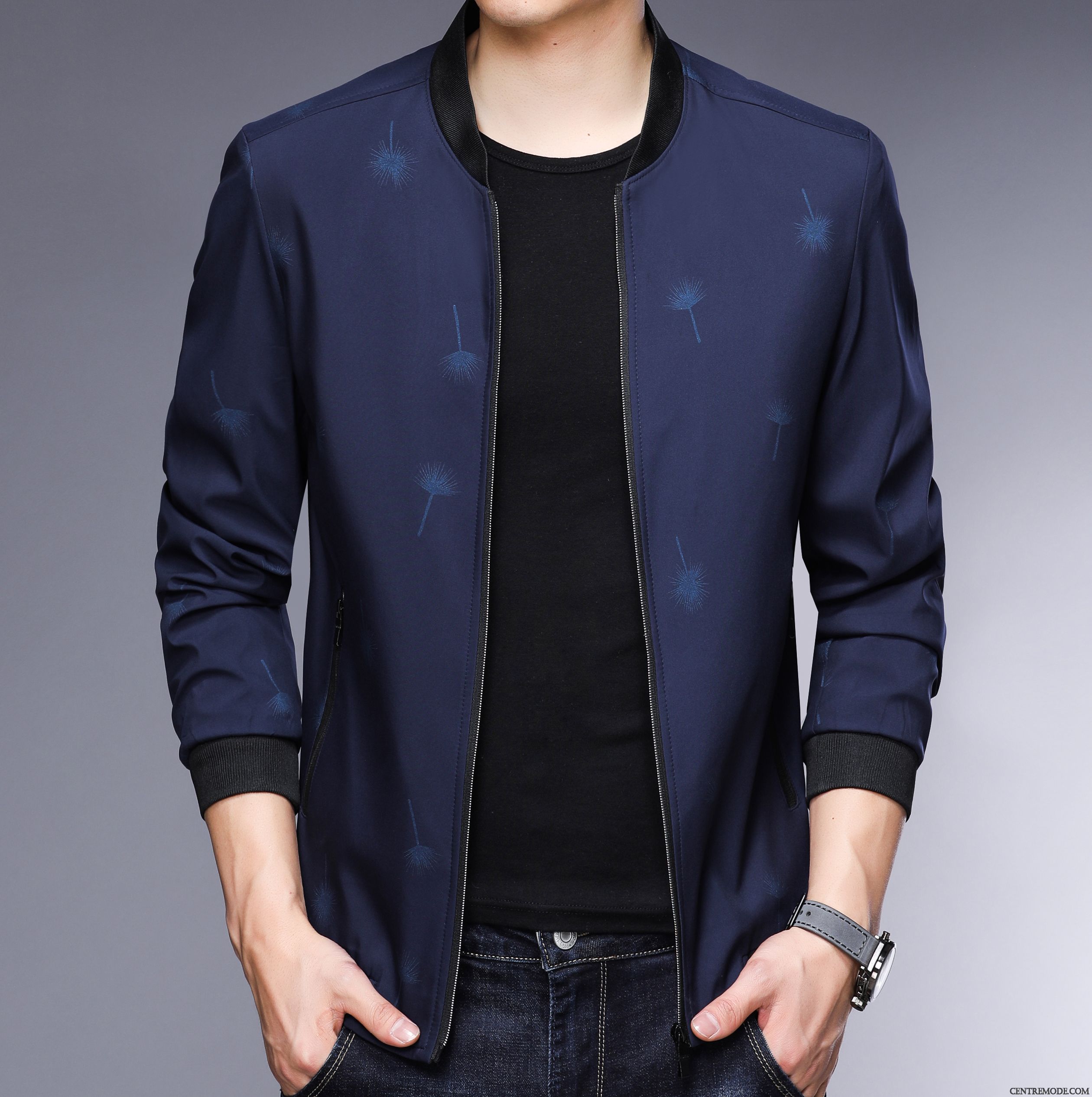 Vestes Homme Manteau Blouson Âge Moyen Printemps L'automne Une Veste Noir