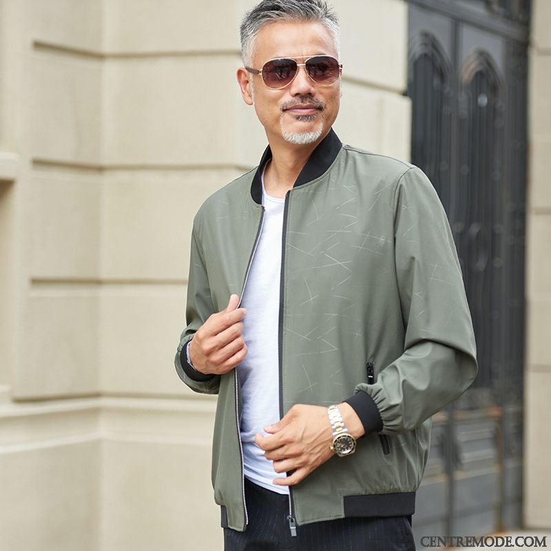 Vestes Homme Manteau Âge Moyen Blouson L'automne Printemps Une Veste Bleu