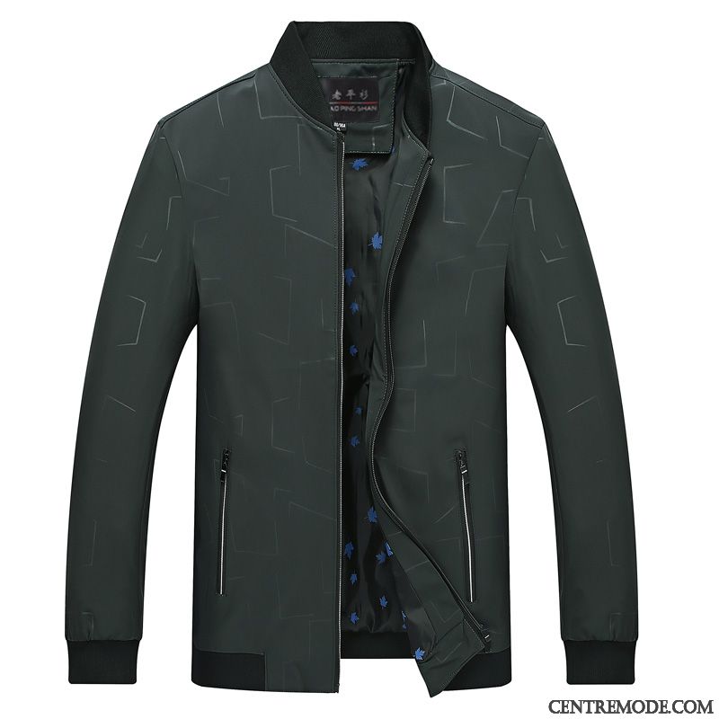 Vestes Homme Manteau Âge Moyen Hiver Épaissir Décontractée L'automne Vert