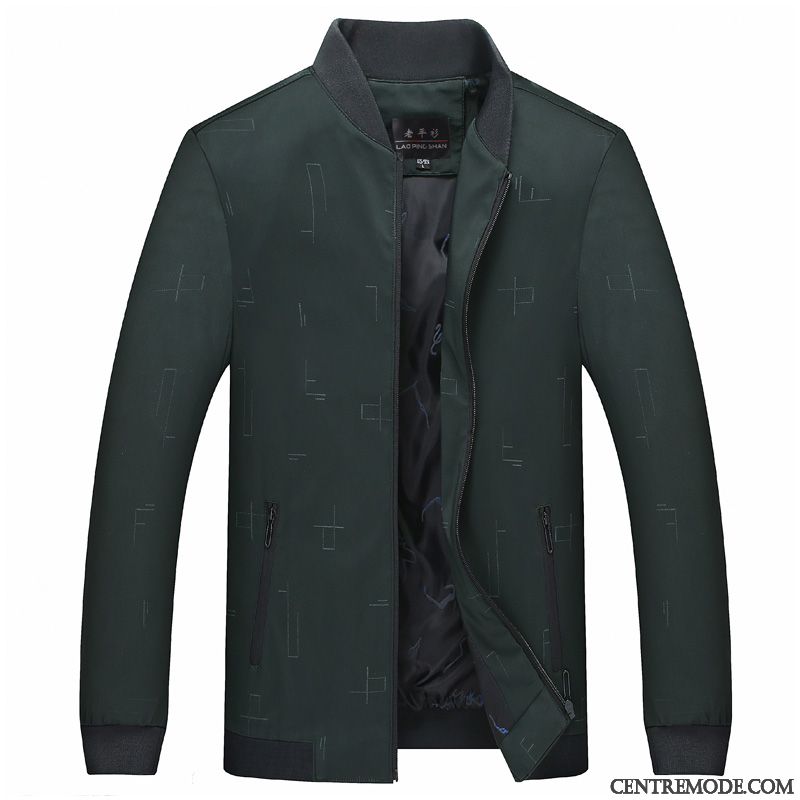 Vestes Homme Manteau Âge Moyen Hiver Épaissir Décontractée L'automne Vert