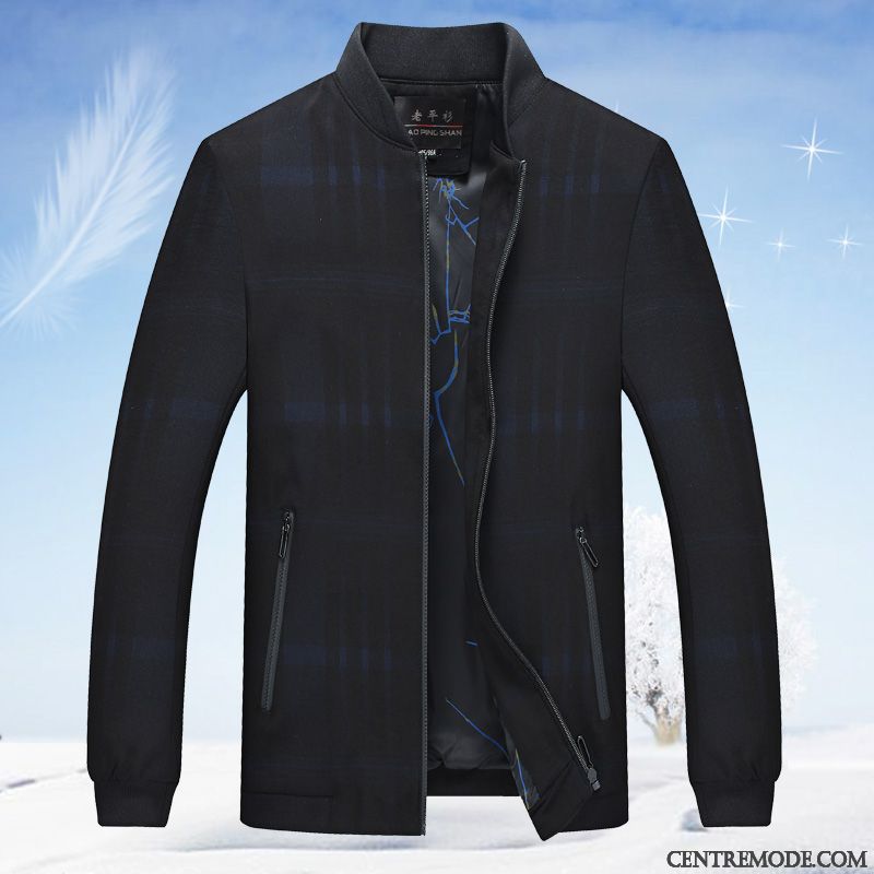 Vestes Homme Manteau Âge Moyen Hiver Épaissir Décontractée L'automne Vert