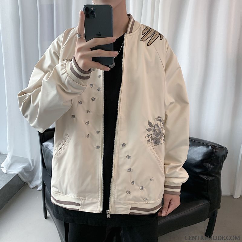 Vestes Homme Marque De Tendance Beau Vêtements De Baseball Broderie Une Veste Printemps Blanc