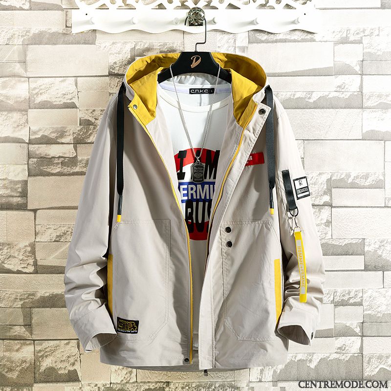 Vestes Homme Marque De Tendance Décontractée Plus De Velours Manteau Une Veste Printemps Blanc