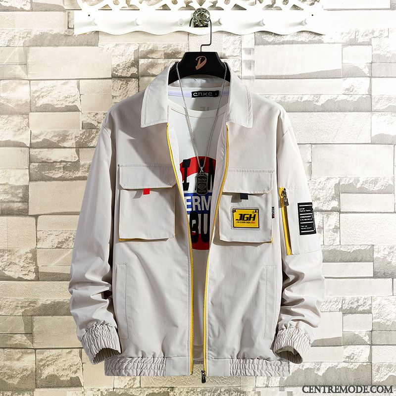 Vestes Homme Marque De Tendance Décontractée Plus De Velours Manteau Une Veste Printemps Blanc