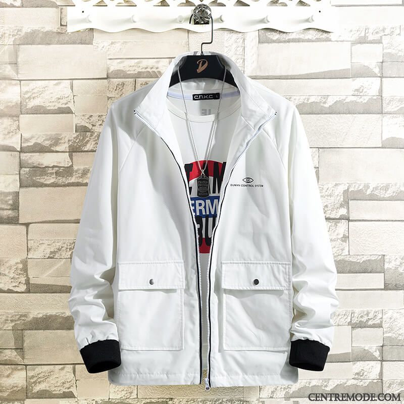 Vestes Homme Marque De Tendance Décontractée Plus De Velours Manteau Une Veste Printemps Blanc