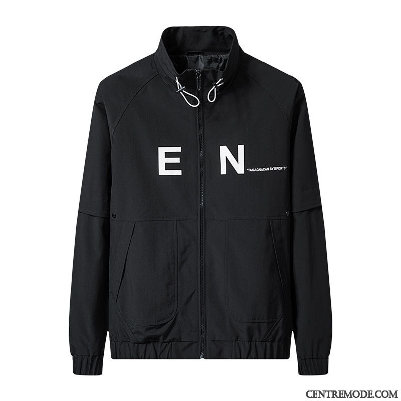 Vestes Homme Printemps Beau Décontractée Tendance Cargo Manteau Noir