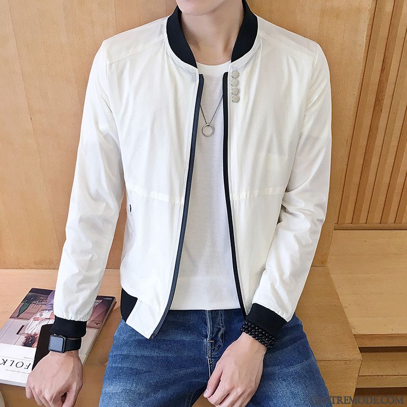 Vestes Homme Printemps Beau Slim Jeunesse L'automne Tendance Pure Bleu