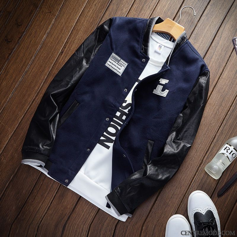 Vestes Homme Printemps Beau Slim Jeunesse L'automne Tendance Pure Bleu