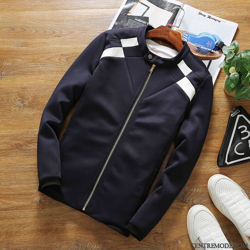 Vestes Homme Printemps Beau Slim Jeunesse L'automne Tendance Pure Bleu