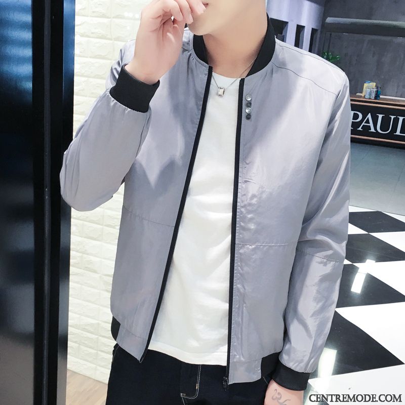 Vestes Homme Printemps Beau Slim Jeunesse L'automne Tendance Pure Bleu