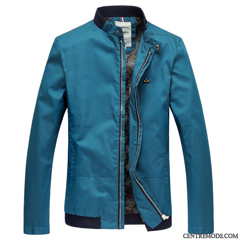 Vestes Homme Slim Printemps Manteau L'automne Décontractée Légère Bleu Marin