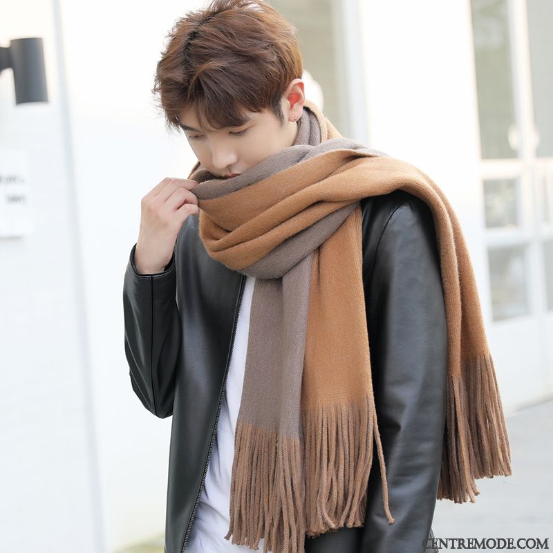 Écharpe Homme Garder Au Chaud Haut Grade Collier Simple Hiver All-match Noir