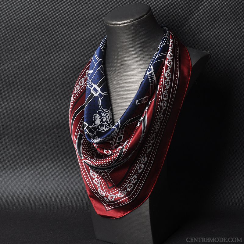 Écharpe Homme Soie Soie Mulberry Foulard Petit Bordeaux