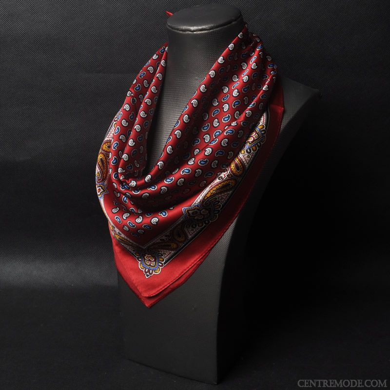 Écharpe Homme Soie Soie Mulberry Foulard Petit Bordeaux