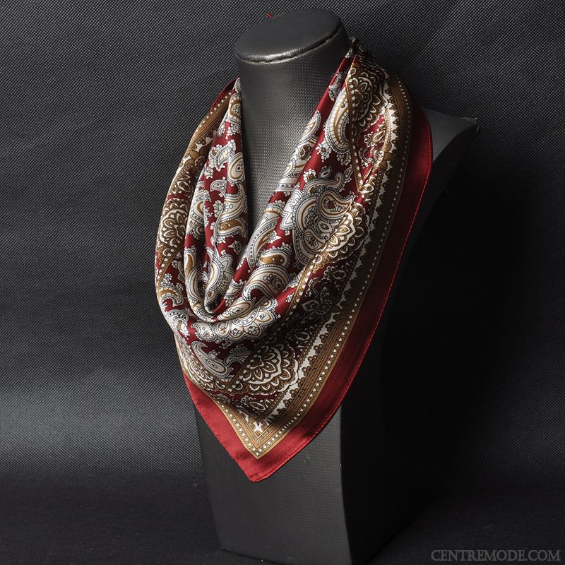 Écharpe Homme Soie Soie Mulberry Foulard Petit Bordeaux