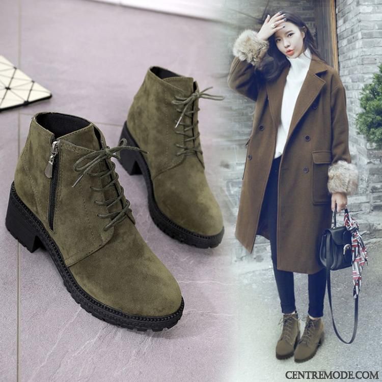 Achat Bottes En Ligne Saumon Tout Noir, Bottines Cuir Fourrées Femme En Vente