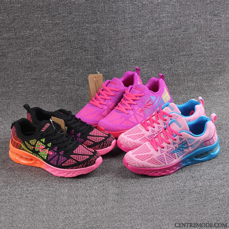 Basket Femme Running En Salle Noir Lavande, Chaussure Femme Montant Pas Cher