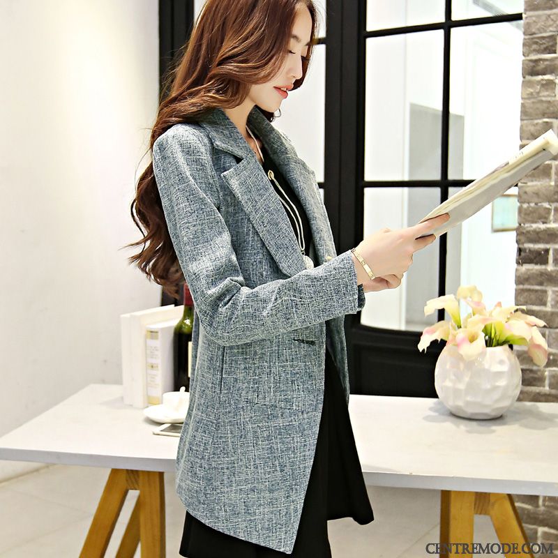 Blazer Longue Femme Été En Ligne, Blazer Femme En Coton Saphir Marron