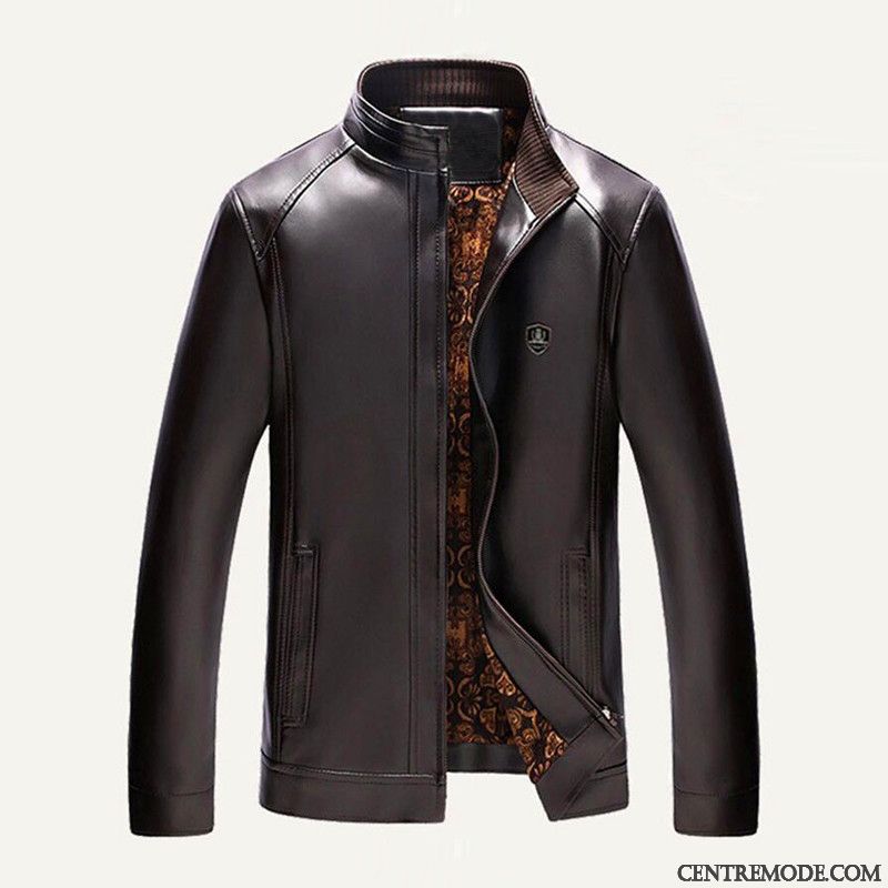 Blouson De Cuir En Vente, Blouson Pour Homme De Marque Noir Rubine