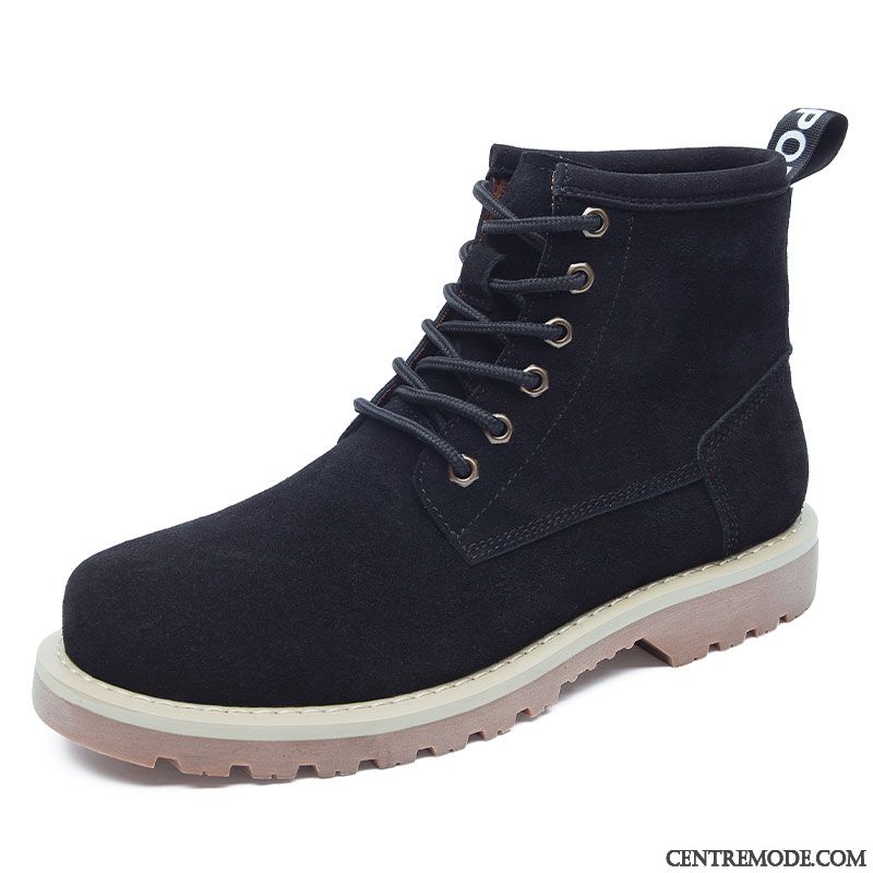 Boots Chaussures Homme Soldes, Botte Haute Pour Homme Vin Rouge Beige