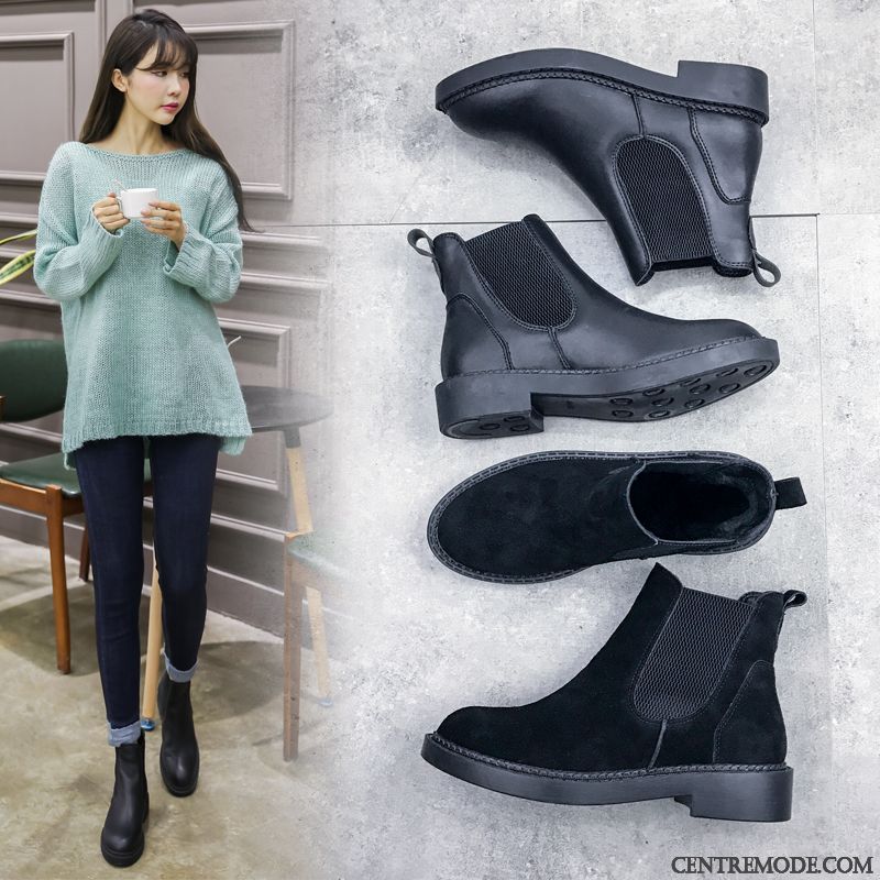 Botte En Cuir Marron Femme Gris Fumé Cyan, Chaussures Femme Bottines En Vente