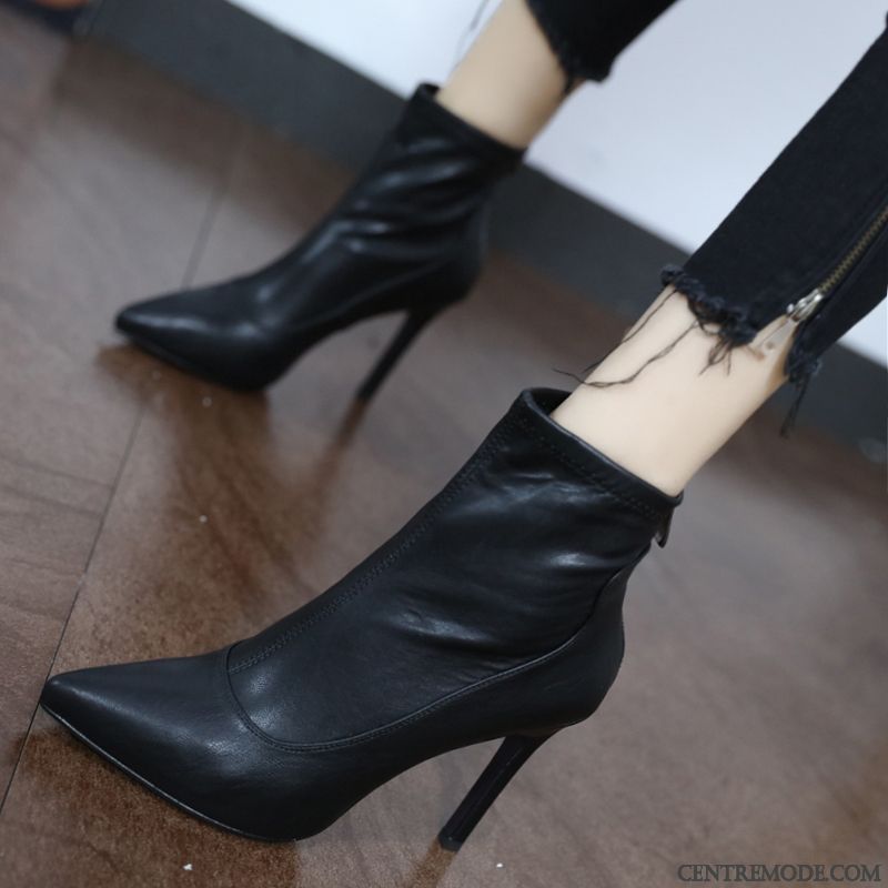 Bottes Femme Talons Hauts L'automne Mesh Bottes Courtes Sexy Bottes Martin Noir Rouge