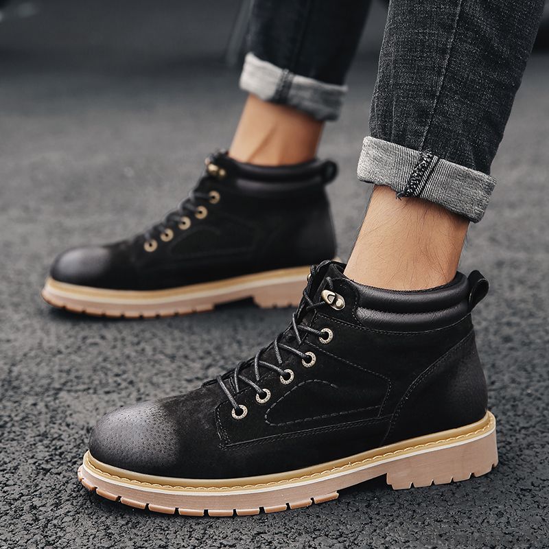 Bottes Homme Angleterre Décontractée Tendance Désert Tous Les Assortis Printemps Noir