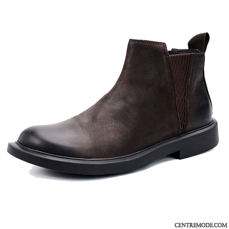 Bottes Homme Bottes Martin Bottes Courtes Hautes Cuir Véritable Angleterre Délavé En Daim Marron