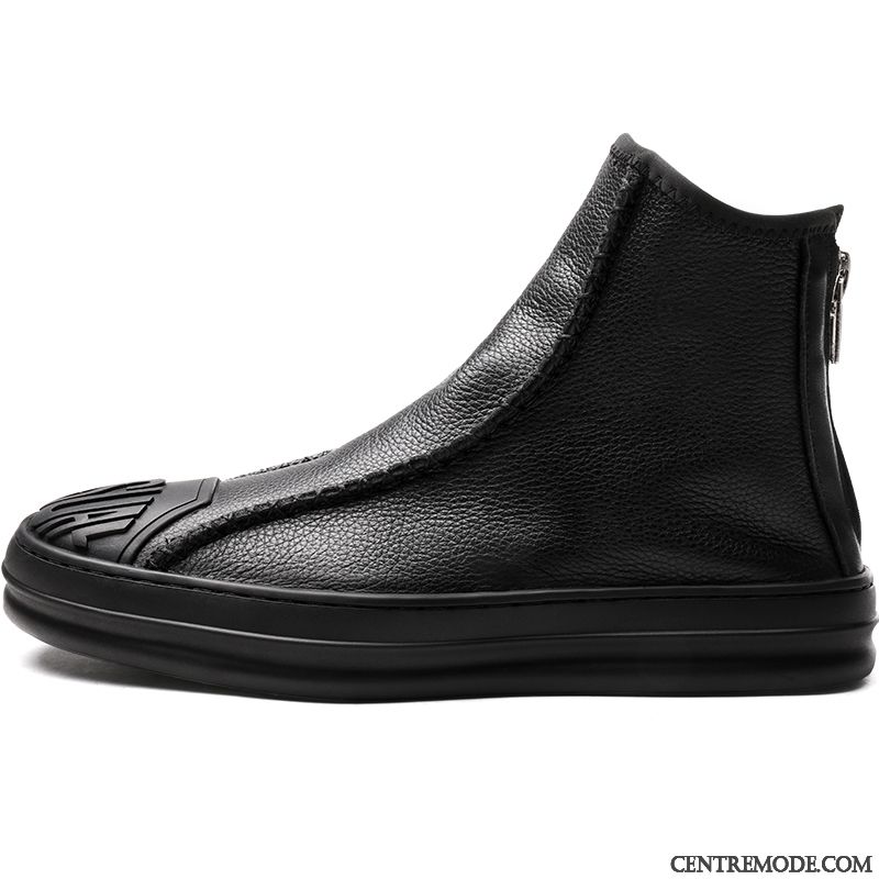 Bottes Homme Bottes Martin Chaussures De Travail Décontractée Été Angleterre Cuir Noir