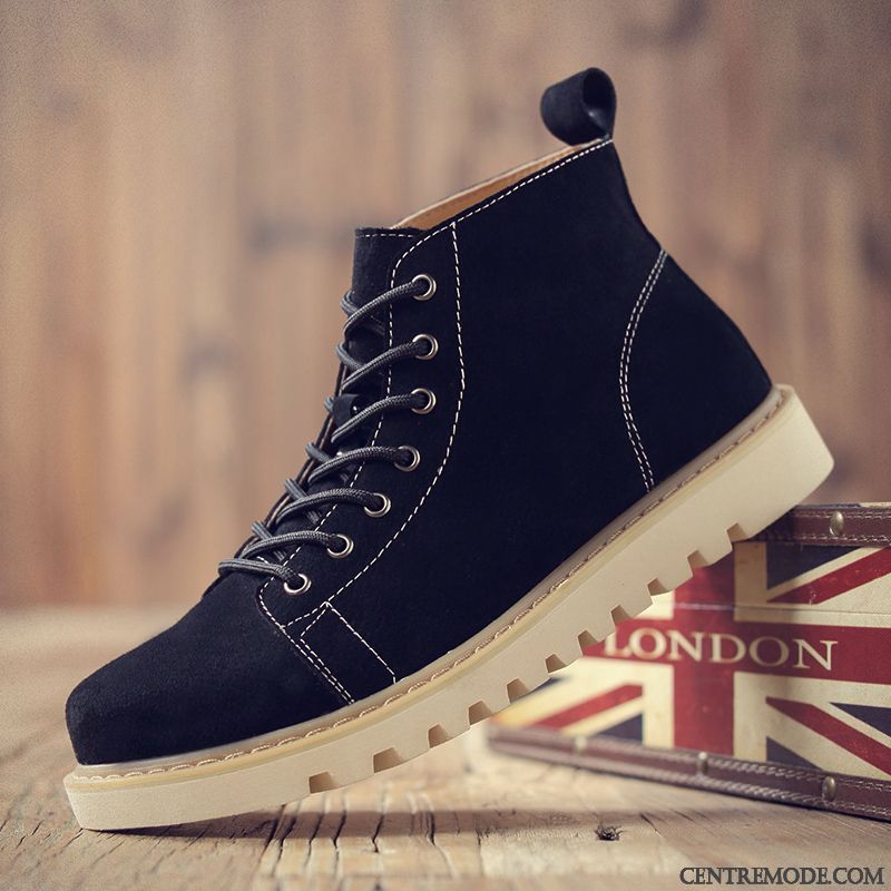 Bottes Homme Hautes Bottes Courtes Tendance Chauds Chaussures En Coton Hiver Noir