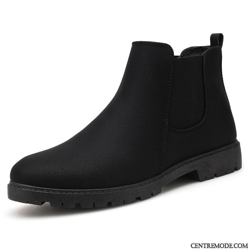 Bottes Homme Hautes Décontractée Tous Les Assortis L'automne Tendance En Cuir Noir