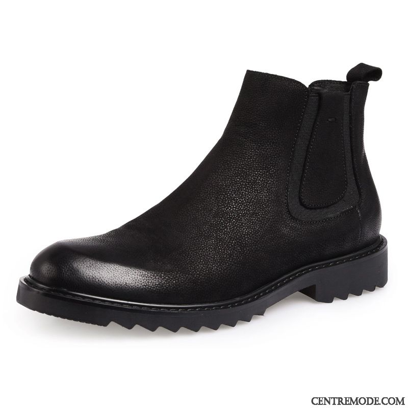 Bottes Homme Rétro Bottes Martin Bureau Hiver Hautes Délavé En Daim Noir