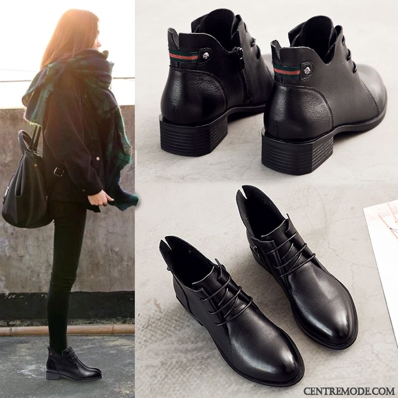 Bottes Noires Et Blanches Femme Neige Rouge, Bottes Hautes Pour Femmes Pas Cher