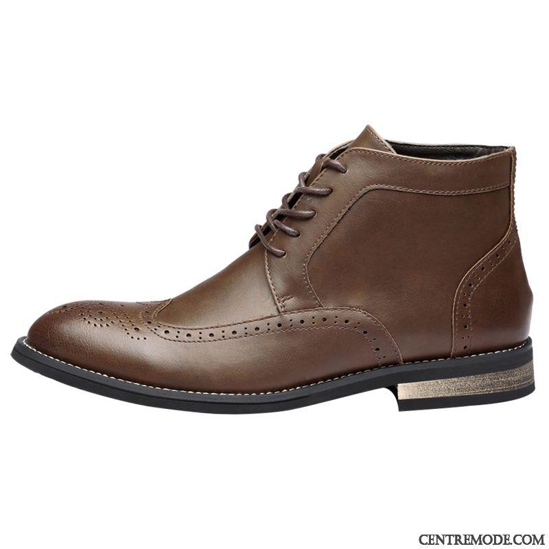 Bottine Cuir Homme Bleu Jaune, Soldes Bottes Homme