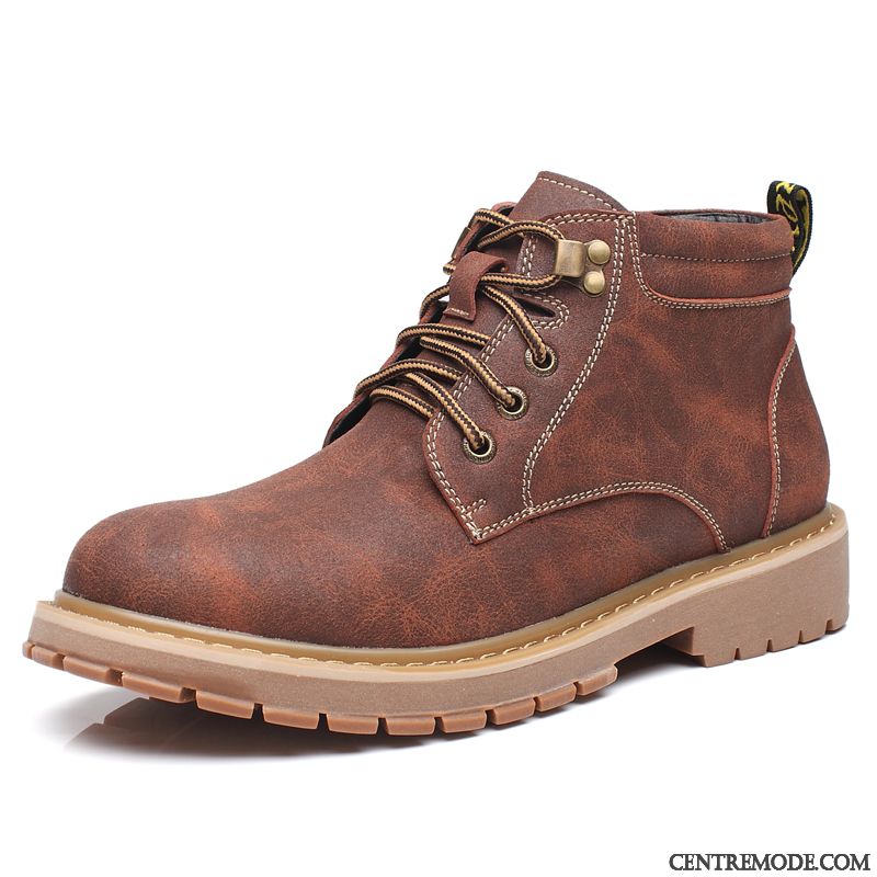 Bottine En Cuir Marron Lilas Palegoldenrod, Bottes Pour Hommes Soldes