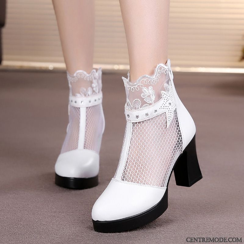 Bottine Femme Cuir Noir, Bottines Noires Femme Plates Saphir Blanc