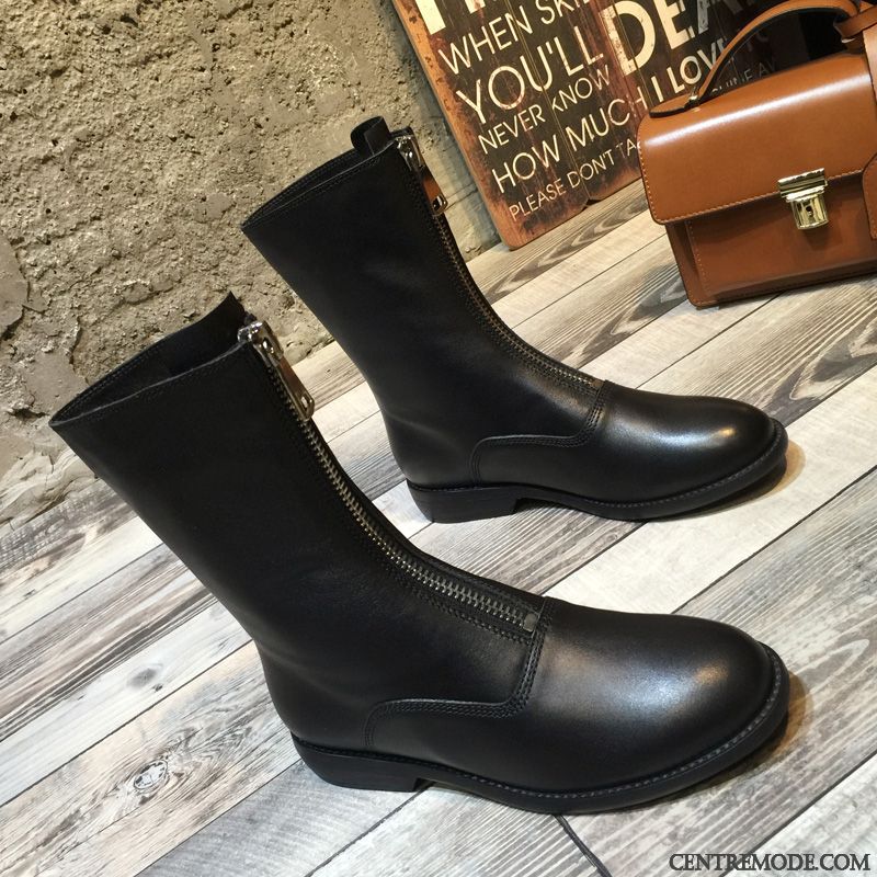 Bottines Femme Beige Palegoldenrod Pérou, Boots En Cuir Noir Femme