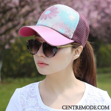 Casquette Femme Paillettes Tendance Été Chapeau De Soleil Ombre Loisir Rose