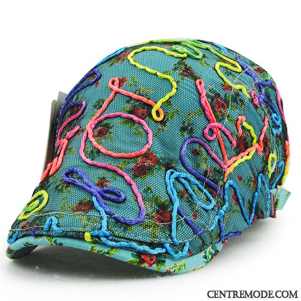 Casquette Femme Personnalité Chapeau Crème Solaire Mode Ombre Dentelle Bleu