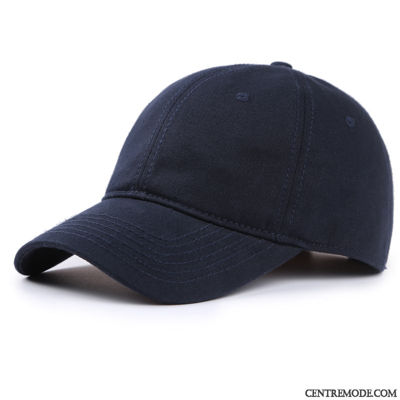 Casquette Homme Printemps Casquette De Baseball Femme Chapeau Loisir Coton Bleu Marin Pure Noir