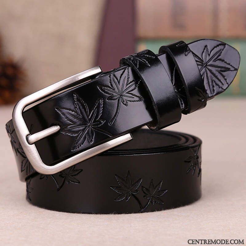 Ceinture Femme Cuir De Vache Le Nouveau Loisir Cuir Véritable Jeans Pure Noir