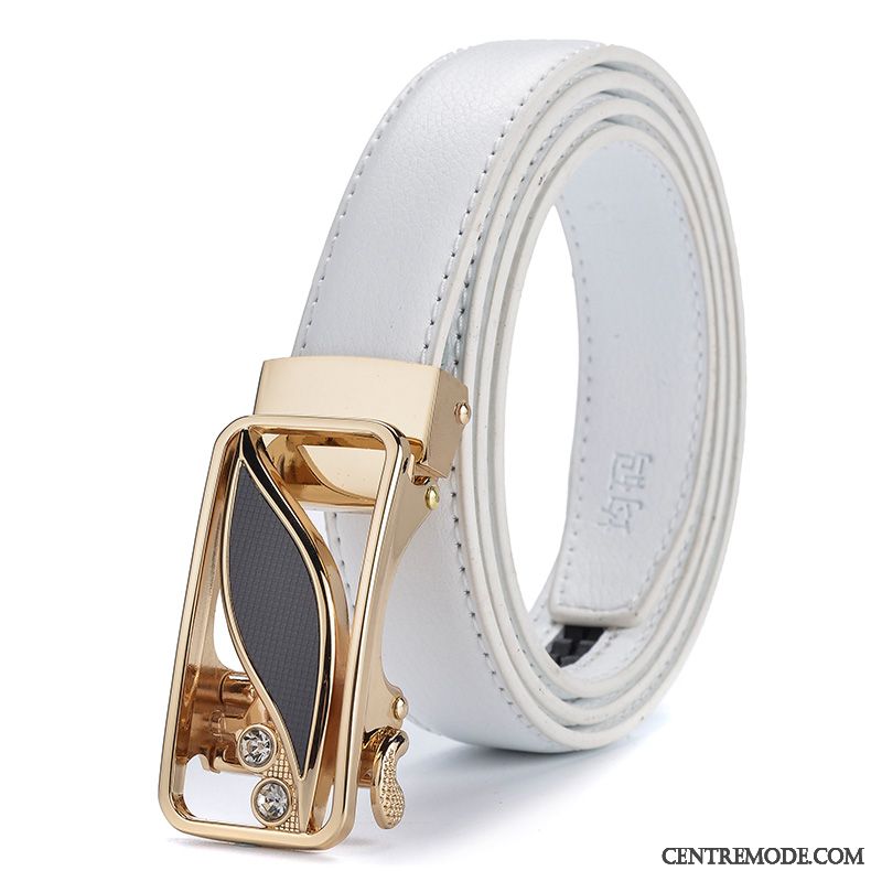 Ceinture Femme Cuir Véritable All-match Simple Mode Boucle Automatique Loisir Blanc