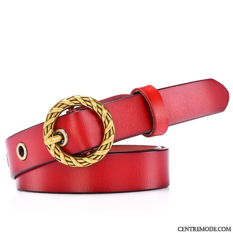 Ceinture Femme Décoration Bague Personnalité Rétro All-match Mode Rouge