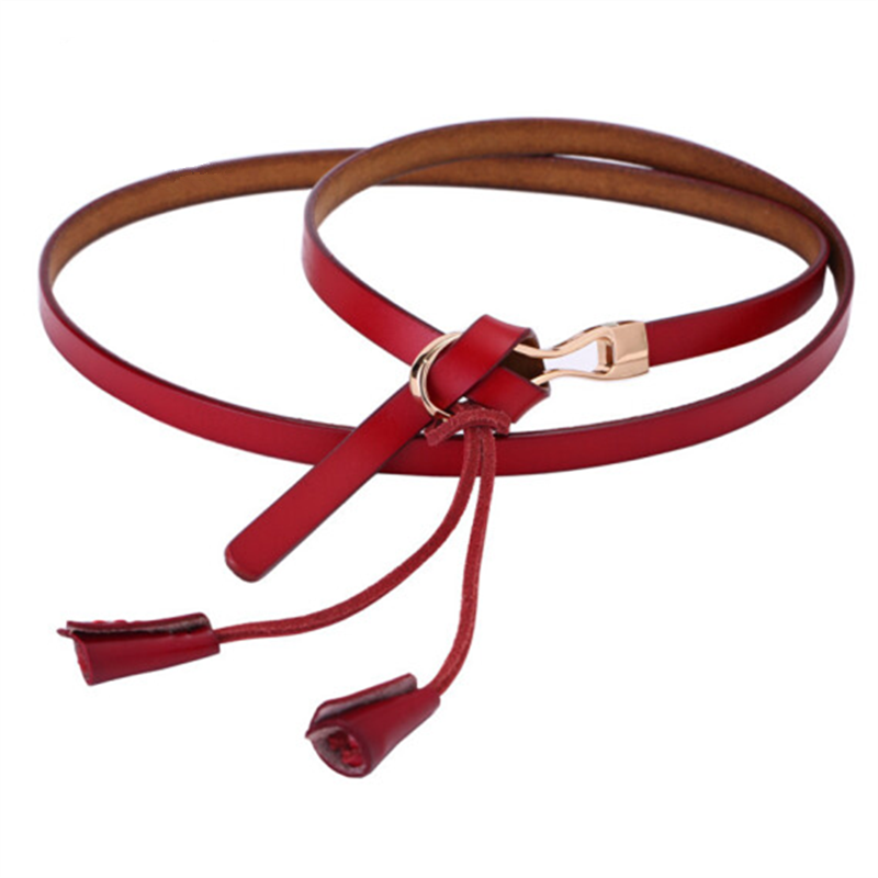 Ceinture Femme Manteau Petit Cuir Véritable All-match Le Nouveau Doux Rouge