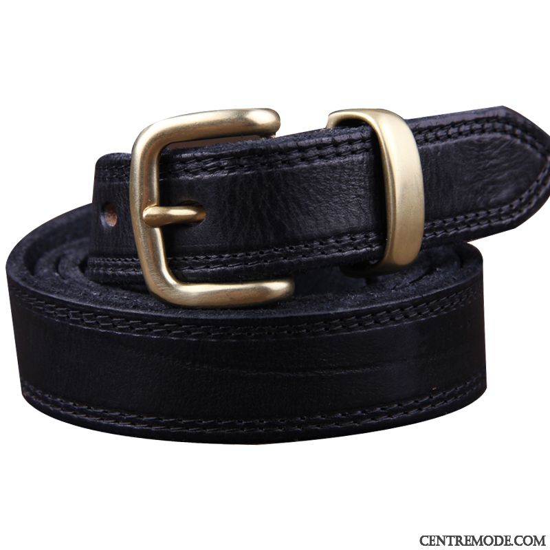 Ceinture Femme Pure Cuir Pure Simple Jeans Couche De Tête All-match Noir