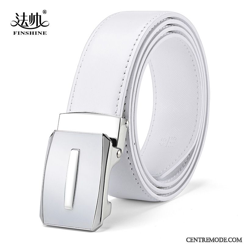 Ceinture Homme All-match Boucle Automatique Vêtements De Cérémonie Tendance Mode Jeunesse Blanc